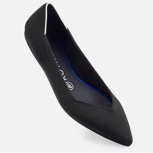Rothy's Black Flats with White Trim